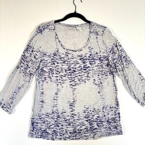 Zenergy by Chico’s Top Size 1 Purple Gray Heathered 3/4 Sleeve Stretch Casual